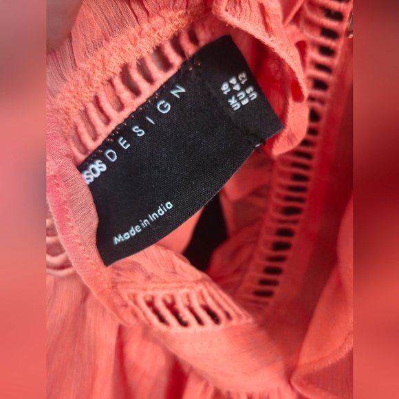 ASOS Womens Ruffled Coral Blouse 12 US / 16UK - Picture 3 of 3